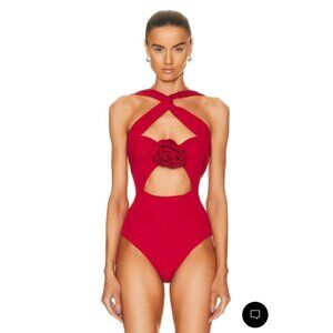 Magda Butrym Sleeveless Bodysuit Red Floral